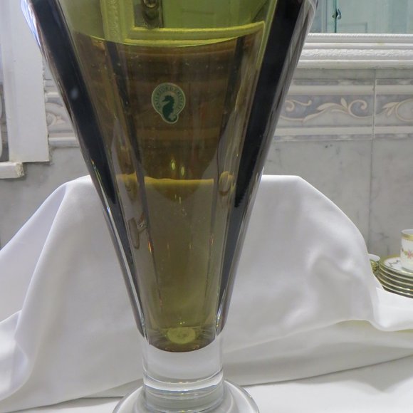 Waterford Olive Green 13  Inch Vase New  In Box - Picture 3 of 8